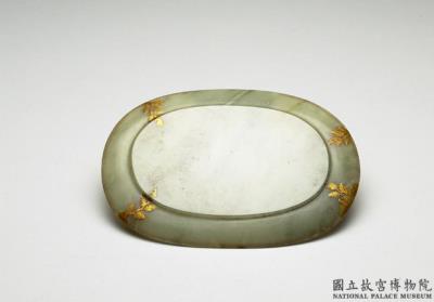 图片[3]-Jade oval plate decorated using the gold paste painting technique, India-China Archive